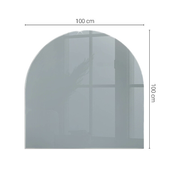 Half-oval glass hearth plate Colour Grey