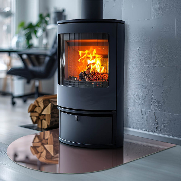 Half-oval tempered glass hearth Colour Pink