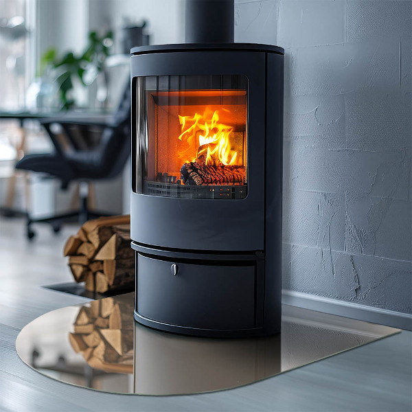 Half-oval glass hearth plate Colour Beige