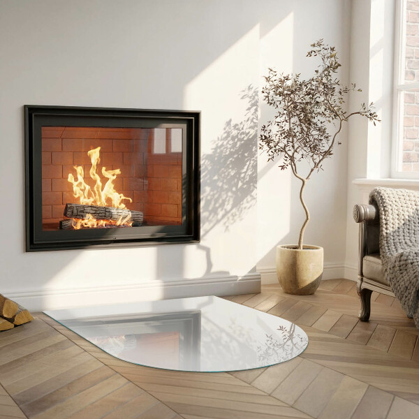 Half-oval toughened glass hearths Colour Grey