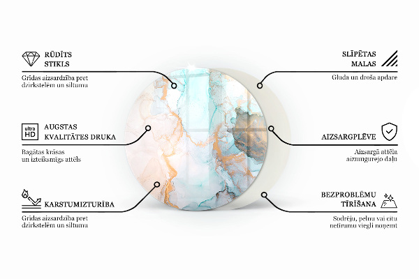 Round glass fire hearth Decorative tile patterns