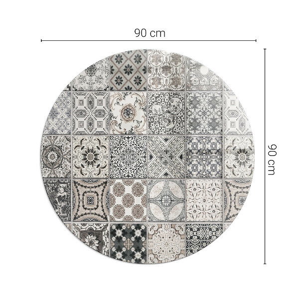 Round glass fire hearth Decorative tile patterns