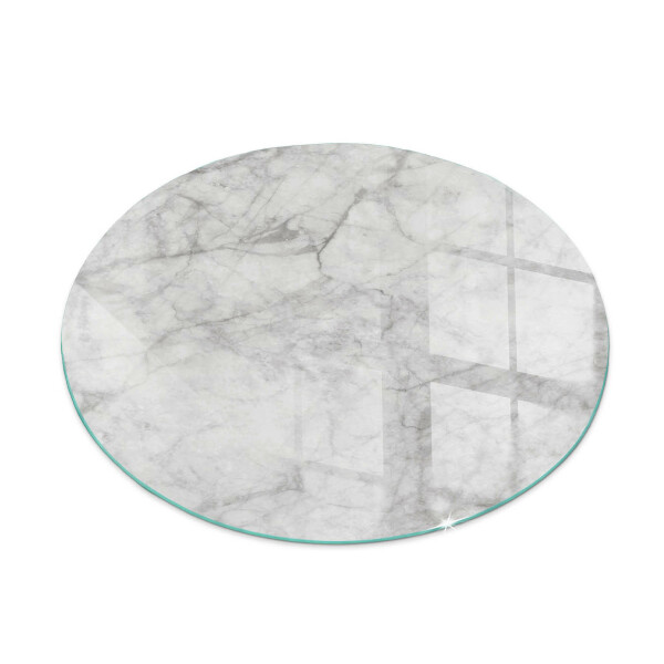 Round glass wood burner hearth Marble structure pattern