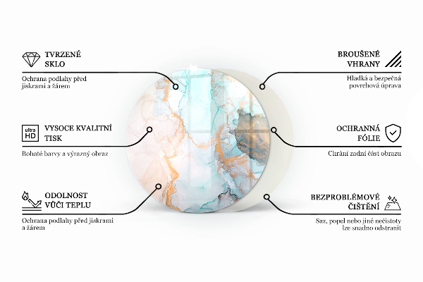 Round glass fire hearth Rust texture on metal