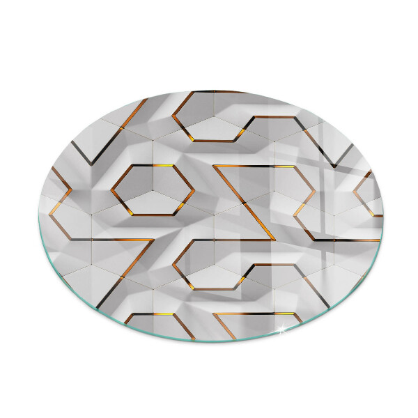 Round glass hearths for wood burners 3D geometric pattern