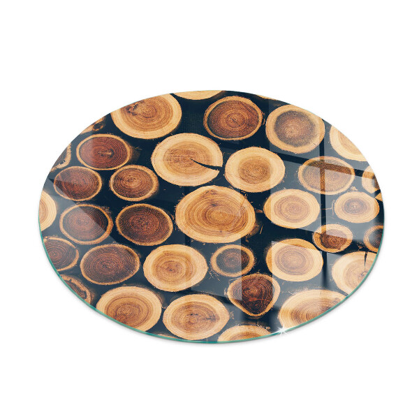 Round glass wood burner hearth Box with cut wood