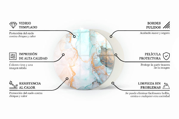 Round glass wood burner hearth Raw concrete texture