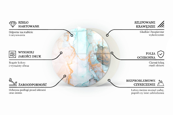 Round glass hearths for wood burners Elegant leaves in texture