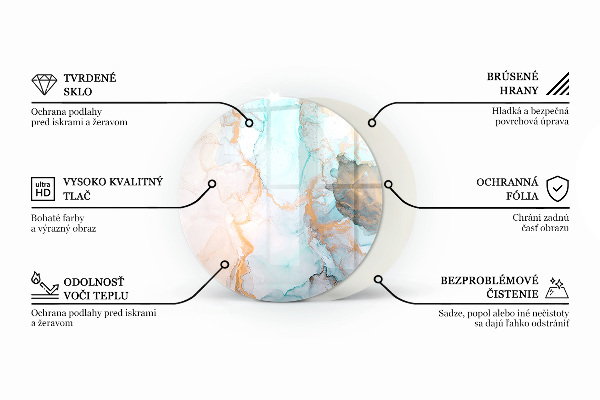 Round glass fire hearth Abstract fluid pattern