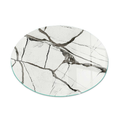 Round glass wood burner hearth Marble Vein Pattern