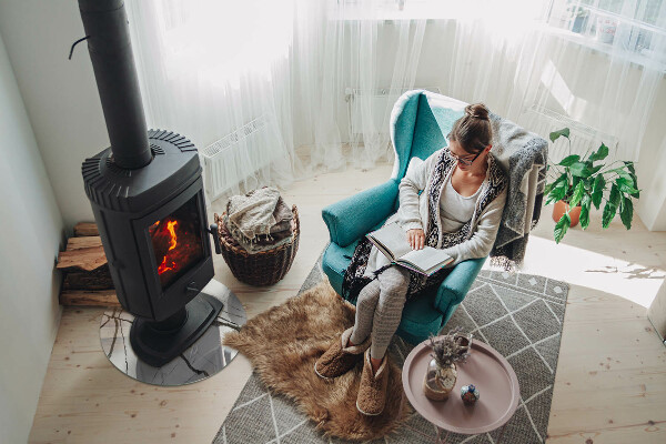 Round glass wood burner hearth Marble Vein Pattern