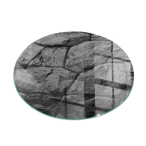 Round glass hearths for wood burners Natural stone pattern