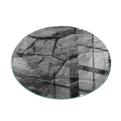Round glass hearths for wood burners Natural stone pattern