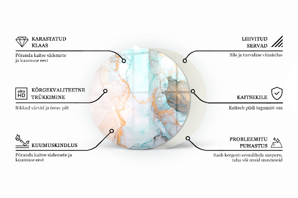Round glass wood burner hearth Sea Colour