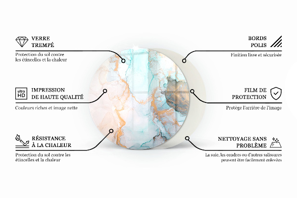 Round glass fire hearth Colour Grey