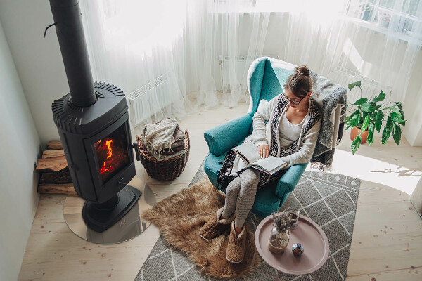 Round glass wood burner hearth Colour Beige