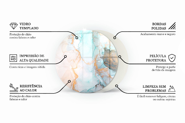 Round glass hearths for wood burners Colour Beige