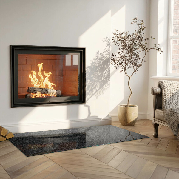 Rectangular glass hearth for wood stove Natural stone texture