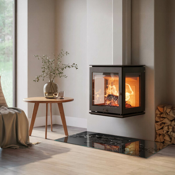 Rectangular glass hearth Abstract cloud of solids