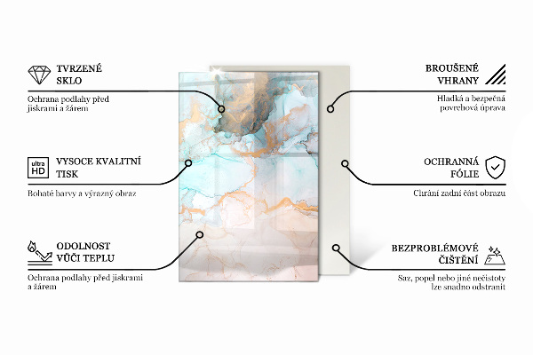 Rectangular glass hearth Abstract cloud of solids