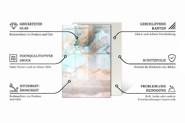 Rectangular glass hearth Abstract cloud of solids