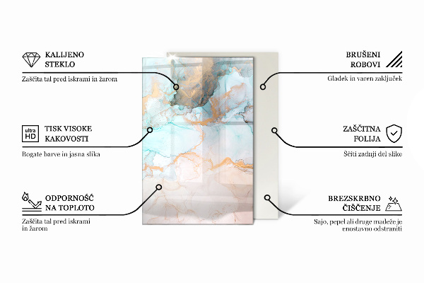 Rectangular glass hearth Abstract cloud of solids