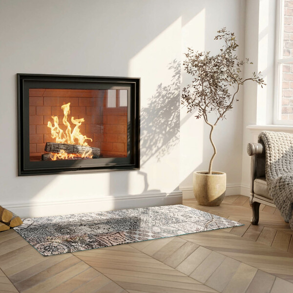 Rectangular glass hearth for log burner Decorative tile patterns
