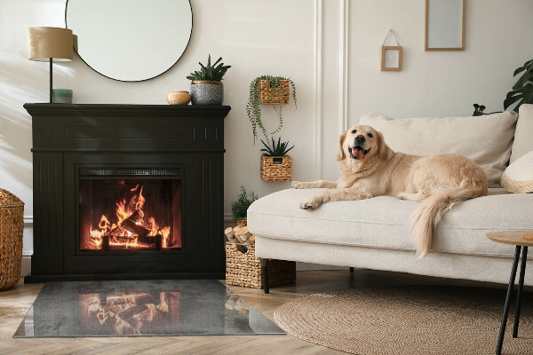 Rectangular glass hearth Raw surface texture