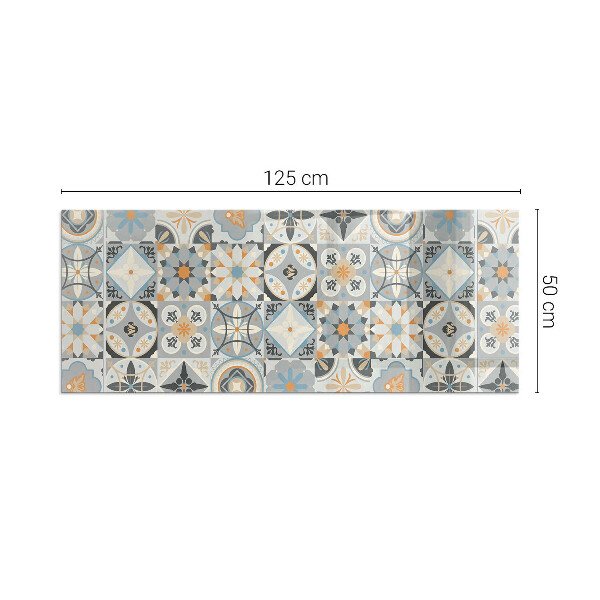 Rectangular glass hearth for log burner Mosaic patterns in tiles