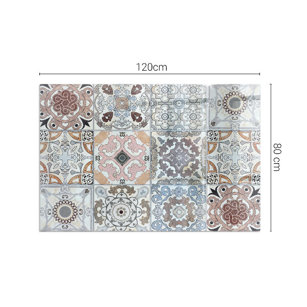 Rectangular glass hearth for wood stove Mosaic patterns in tiles