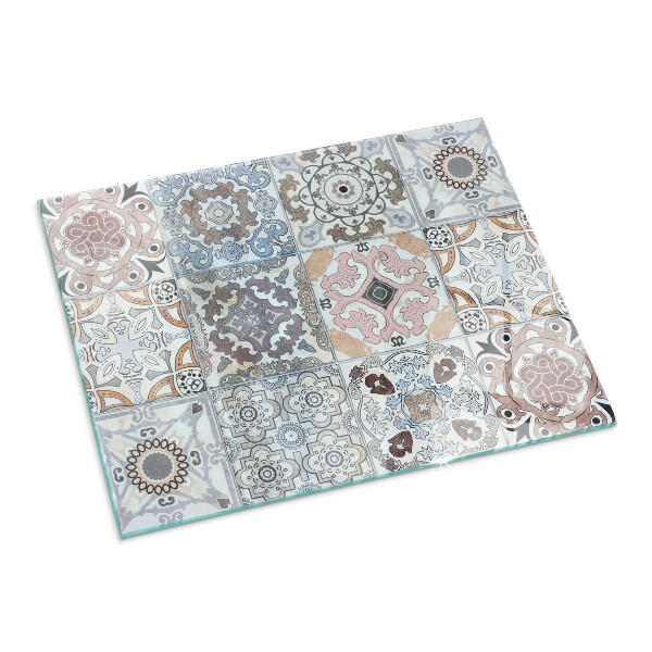 Rectangular glass hearth for wood stove Mosaic patterns in tiles