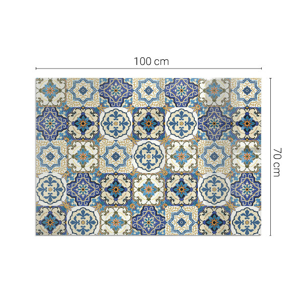 Rectangular glass hearth Mosaic pattern with flowers