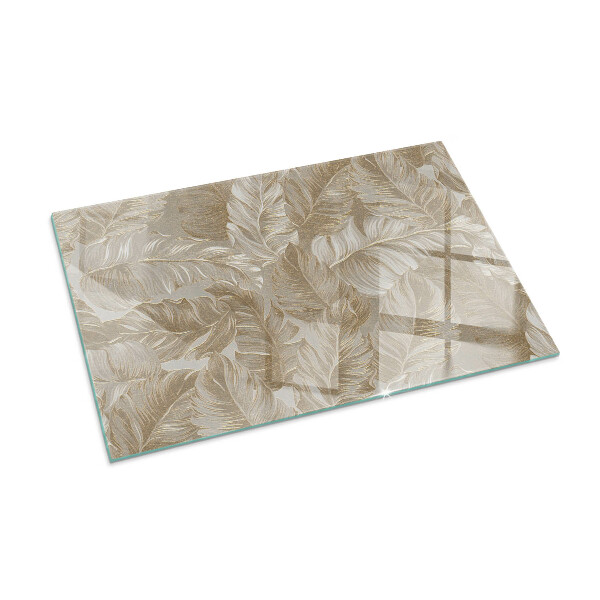 Rectangular glass hearth Leaves in subtle patterns