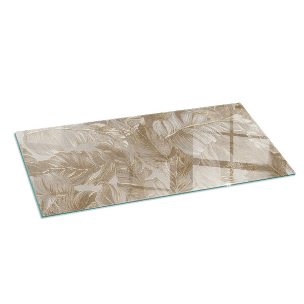 Rectangular glass hearth Leaves in subtle patterns
