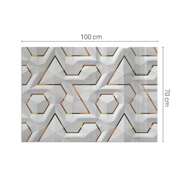 Rectangular glass hearth 3D geometric pattern