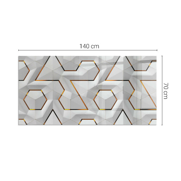 Rectangular glass hearth 3D geometric pattern