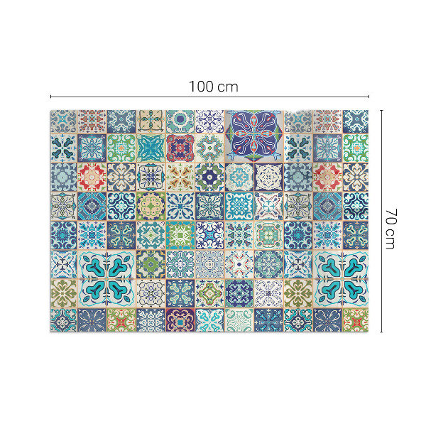Rectangular glass hearth for log burner Mosaic patterns on tiles