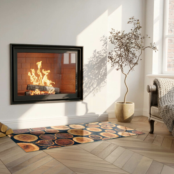 Rectangular glass hearth for wood stove Box with cut wood