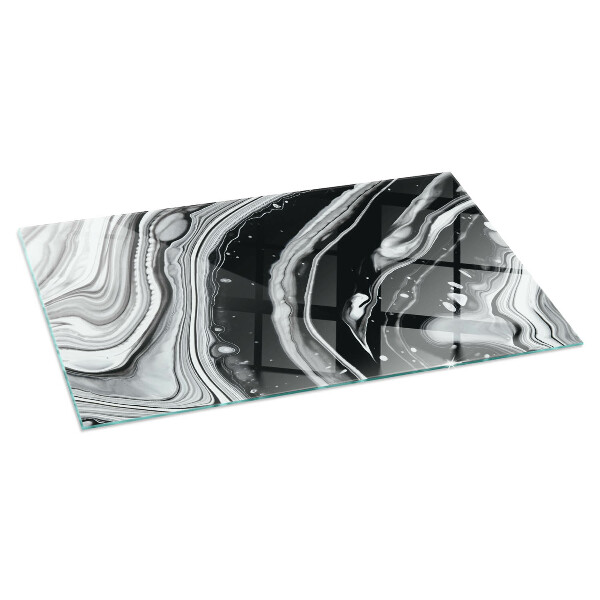 Rectangular glass hearth for log burner Abstract waves and lines