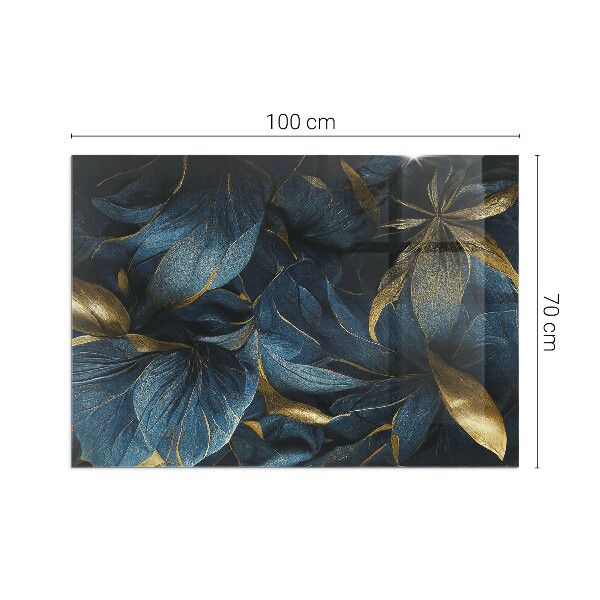 Rectangular glass hearth Elegant leaves in texture