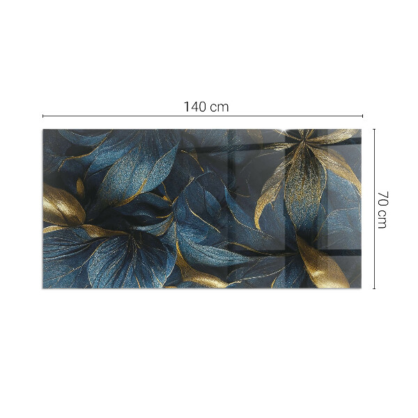 Rectangular glass hearth Elegant leaves in texture