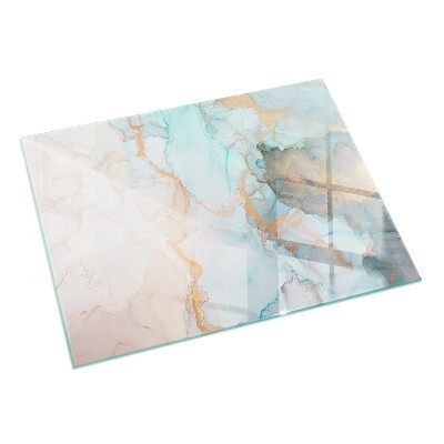 Rectangular glass hearth for log burner Abstract fluid pattern