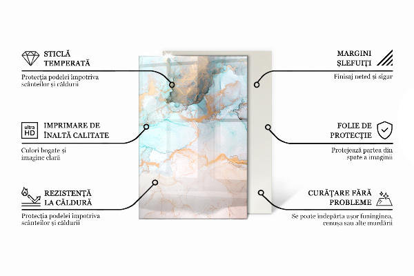 Rectangular glass hearth for log burner Abstract fluid pattern