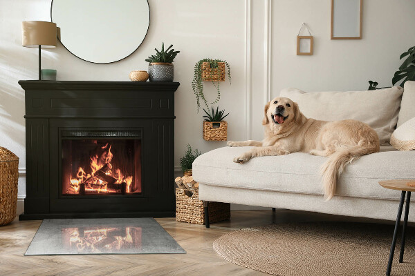 Rectangular glass hearth Raw concrete texture