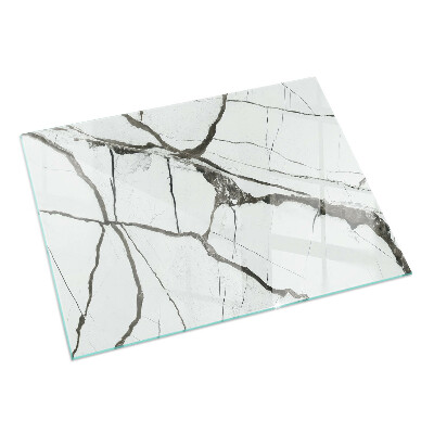 Rectangular glass hearth for wood stove Marble Vein Pattern