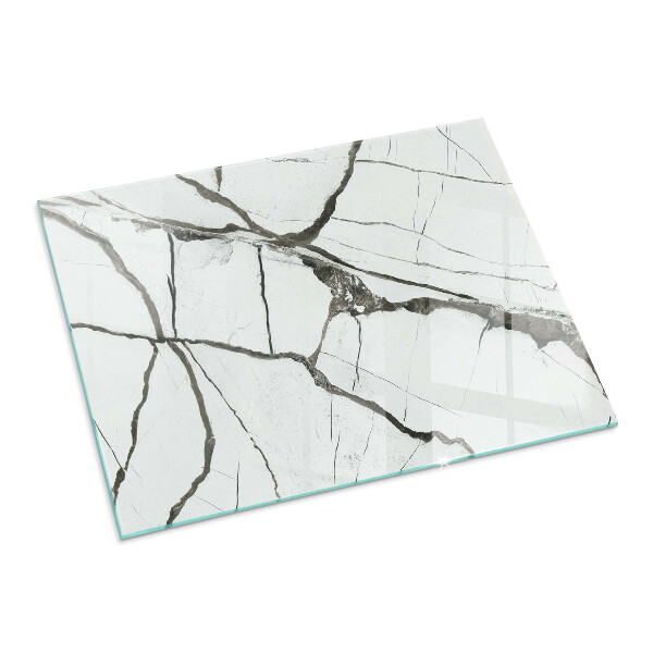 Rectangular glass hearth for wood stove Marble Vein Pattern