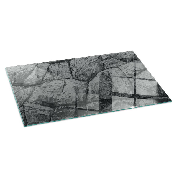 Rectangular glass hearth Natural stone pattern