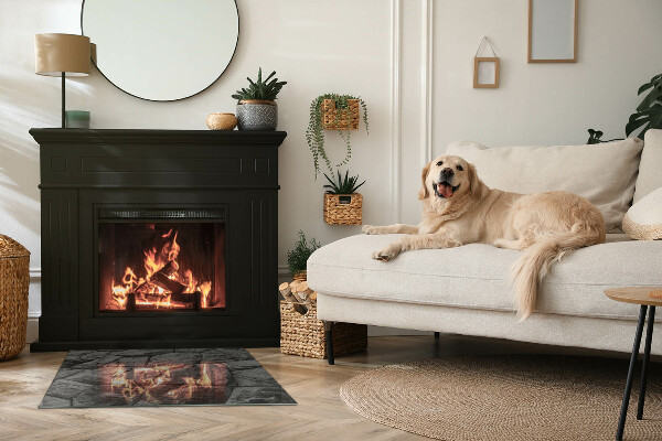 Rectangular glass hearth Natural stone pattern