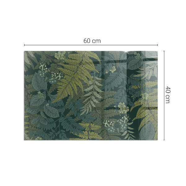 Rectangular glass hearth for wood stove Plant motifs with butterflies