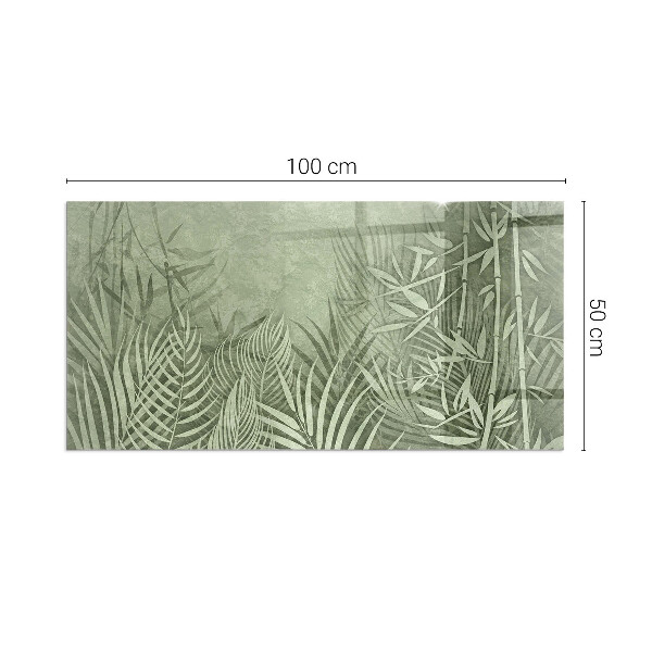 Rectangular glass hearth Tropical leaves in the background